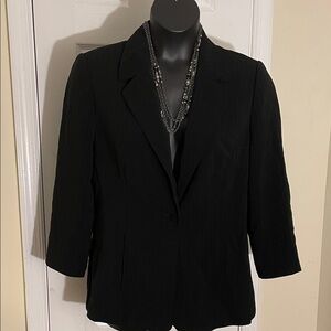Caslon Women's Black Pinstriped Blazer 14